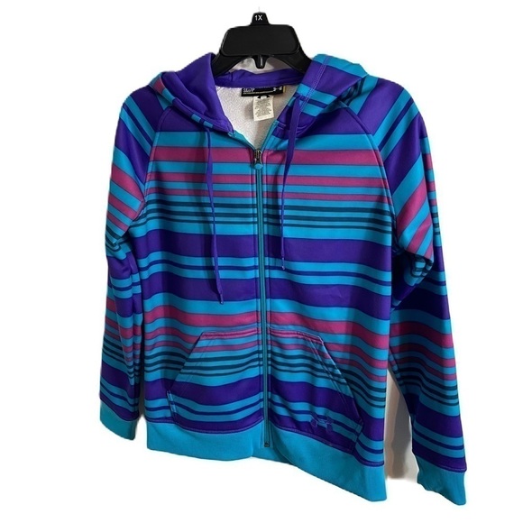 Under Armour Striped Athletic Jacket Small Semi Fitted Purple Blue Pink Women’s - Picture 1 of 6